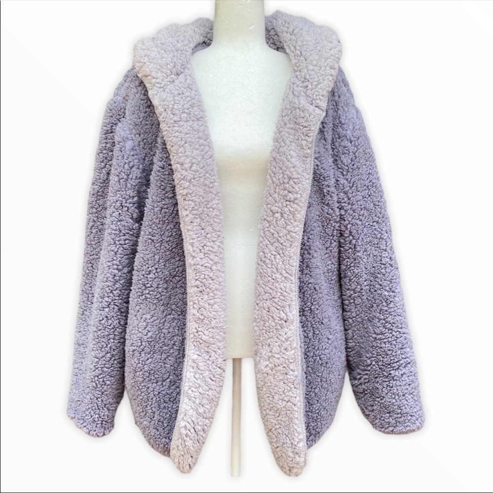 UO Reversible Fleece Hooded Purple Jacket - Picture 4 of 16